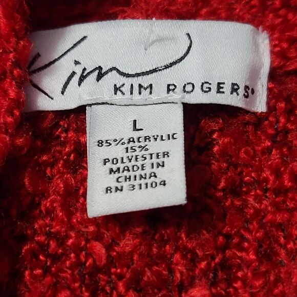 Kim Rogers Womens Sweater Red Size Large Acrylic Blend Long Sleeve Open - Picture 7 of 12